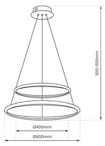 LED Lustr na lanku HOOP LED/51W/230V pr. 60 cm 4000K černá