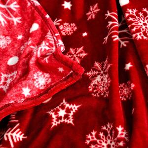 Červená vánoční mikroplyšová deka SNOWFALL Rozměr: 200 x 220 cm