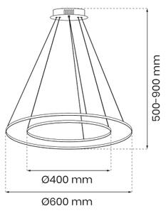 LED Lustr na lanku HOOP LED/51W/230V pr. 60 cm 4000K zlatá