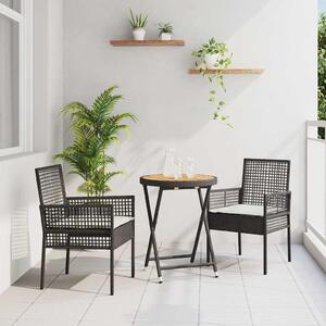 Zahradní bistro set 3 ks Černá polyratan 3334967