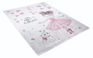 Makro Abra Dětský kusový koberec vhodný k praní BAMBINO 2701 Princezna Kočička pogumovaný krémový růžový Rozměr: 120x170 cm