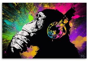 Obraz na plátně Banksy barevná opice Rozměry: 60 x 40 cm