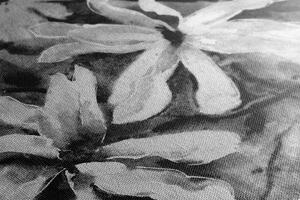 Obraz rozkvetlý akvarelový strom v černobílém provedení