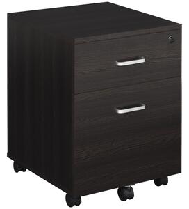 Vinsetto Mobilní Kancelářská Skříň na A4 s Kolečky - Skříň s 2 Zásuvkami a Zámkem 40x45x55,6 cm Wengué | Aosom