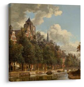 Obraz - Jan van der Heyden, View Down a Dutch Canal, reprodukce (30x30 cm)