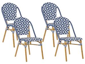 Sada 4 zahradních židlí s modro-bílým vzorem RIFREDDO