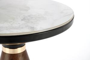 Přístavný stolek GINISAS S bílý mramor/ořech