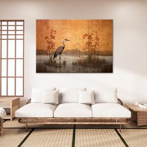Obraz na plátně Orientální jeřáb ve vodě Rozměry: 60 x 40 cm