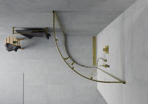 Mexen Rio půlkruhový sprchový kout 90 x 90 cm, Průhledné, Zlatá