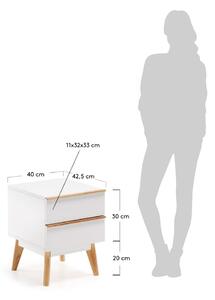Bílý noční stolek Kave Home Meety, 42,5 x 40 cm