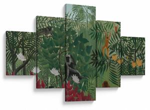 Obraz - Henri Rousseau, Tropical Forest with Monkeys, reprodukce (125x70 cm)