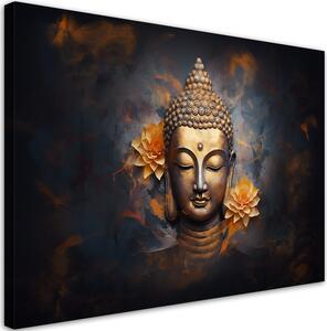 Obraz na plátně Zlatý Budha a květiny Rozměry: 60 x 40 cm