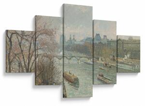 Obraz - Camille Pissarro, The Louvre, Afternoon, Rainy Weather, reprodukce (125x70 cm)