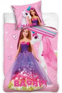 Bavlněné ložní povlečení Barbie a jednorožec - 100% bavlna - 70 x 90 cm + 140 x 200 cm