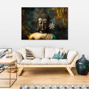 Obraz na plátně Zlatý Budha na abstraktním pozadí Rozměry: 60 x 40 cm