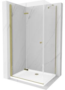 Mexen Lima skládací sprchový kout 70 x 80 cm, Průhledné, Zlatá + sprchová vanička Flat