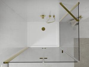Mexen Lima skládací sprchový kout 80 x 70 cm, Průhledné, Zlatá + sprchová vanička Flat