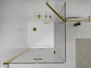 Mexen Lima skládací sprchový kout 70 x 70 cm, Průhledné, Zlatá + sprchová vanička Flat