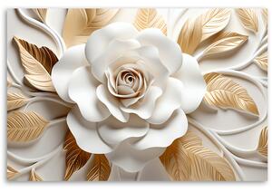 Obraz na plátně Bílý květ a zlaté listy Rozměry: 60 x 40 cm