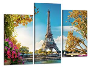 Obraz na zeď Eiffelovka a květy