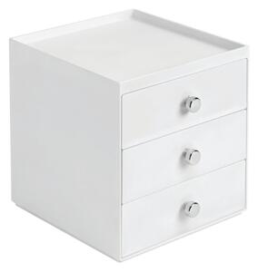 Bílý úložný box s 3 šuplíky InterDesign, výška 18 cm