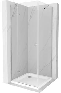 Mexen Roma sprchový kout s otočnými dveřmi 90 x 90 cm, Průhledné, Chromovaná + sprchová vanička Flat