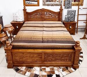 Vyřezávaná postel královská Čokoládová