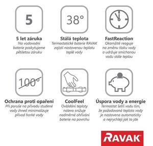 Ravak - Sprchový sloup 10° Free, s termostatickou baterií a sprchovým setem - chrom