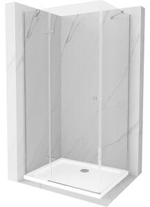 Mexen Roma sprchový kout s otočnými dveřmi 120 x 80 cm, Průhledné, Chromovaná + sprchová vanička Fla