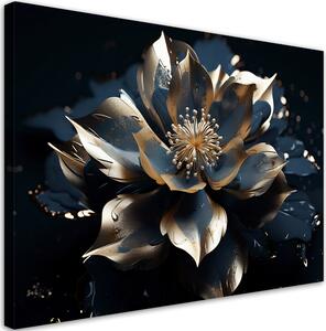 Obraz na plátně Modrozlatý lotosový květ Rozměry: 60 x 40 cm