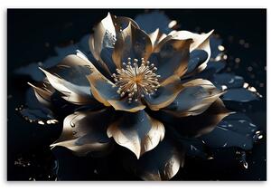 Obraz na plátně Modrozlatý lotosový květ Rozměry: 60 x 40 cm