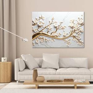 Obraz na plátně Bílé květiny na zlaté větvi Rozměry: 60 x 40 cm