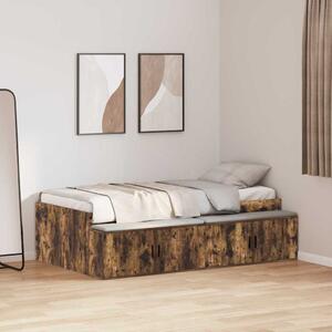 Rám postele se dveřmi Kouřový dub 90 x 200 cm Kompozitní dřevo 3335193