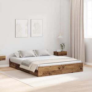 Rám postele s úložným prostorem s čelo Staré dřevo 135 x 190 cm 3335323