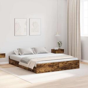 Rám postele s úložným prostorem s čelo Kouřový dub 135 x 190 cm 3335321