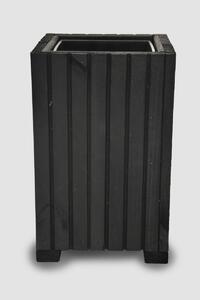 Vingo Vyšší čtvercový dřevěný truhlík s plastovou vložkou - černý, 25x25x40
