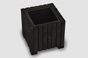 Vingo Čtvercový dřevěný truhlík s plastovou vložkou - černý, 25x25x25