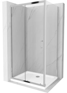 Mexen Apia rozsouvací sprchový kout 120 x 80 cm, Průhledné, Chromovaná + sprchová vanička Flat