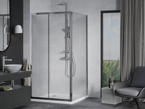 Mexen Apia rozsouvací sprchový kout 90 x 90 cm, Průhledné, Chromovaná + sprchová vanička Flat