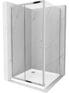 Mexen Apia rozsouvací sprchový kout 100 x 100 cm, Průhledné, Chromovaná + sprchová vanička Flat