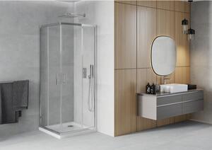 Mexen Rio čtvercový sprchový kout 70 x 70 cm, Průhledné, Chromovaná + sprchová vanička Flat, Bílá