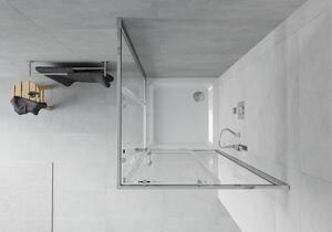 Mexen Rio čtvercový sprchový kout 80 x 80 cm, Průhledné, Chromovaná + sprchová vanička Flat, Bílá