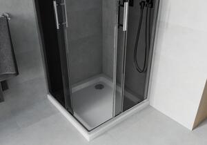 Mexen Rio čtvercový sprchový kout 80 x 80 cm, Grafitově černá, Chromovaná + sprchová vanička Flat, B