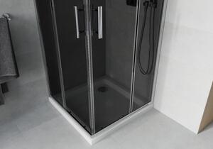 Mexen Rio čtvercový sprchový kout 80 x 80 cm, Grafitově černá, Chromovaná + sprchová vanička Flat, B