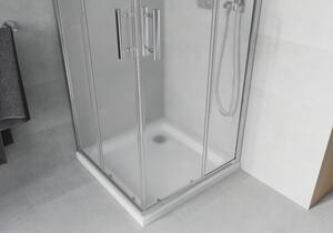 Mexen Rio čtvercový sprchový kout 70 x 70 cm, Vzor jinovatky, Chromovaná + sprchová vanička Flat, Bí