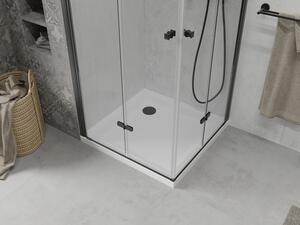 Mexen Lima Duo skládací sprchový kout 80 x 80 cm, Průhledné, Černá + sprchová vanička Flat