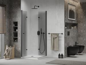 Mexen Lima Duo skládací sprchový kout 70 x 70 cm, Průhledné, Černá + sprchová vanička Flat