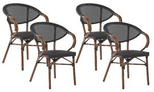 Sada 4 zahradních židlí černých CASPRI