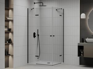 Mexen Roma Duo otočný sprchový kout 80 x 70 cm, Průhledné, Černá + sprchová vanička Flat