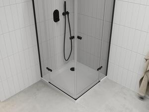 Mexen Roma Duo otočný sprchový kout 80 x 80 cm, Průhledné, Černá + sprchová vanička Flat